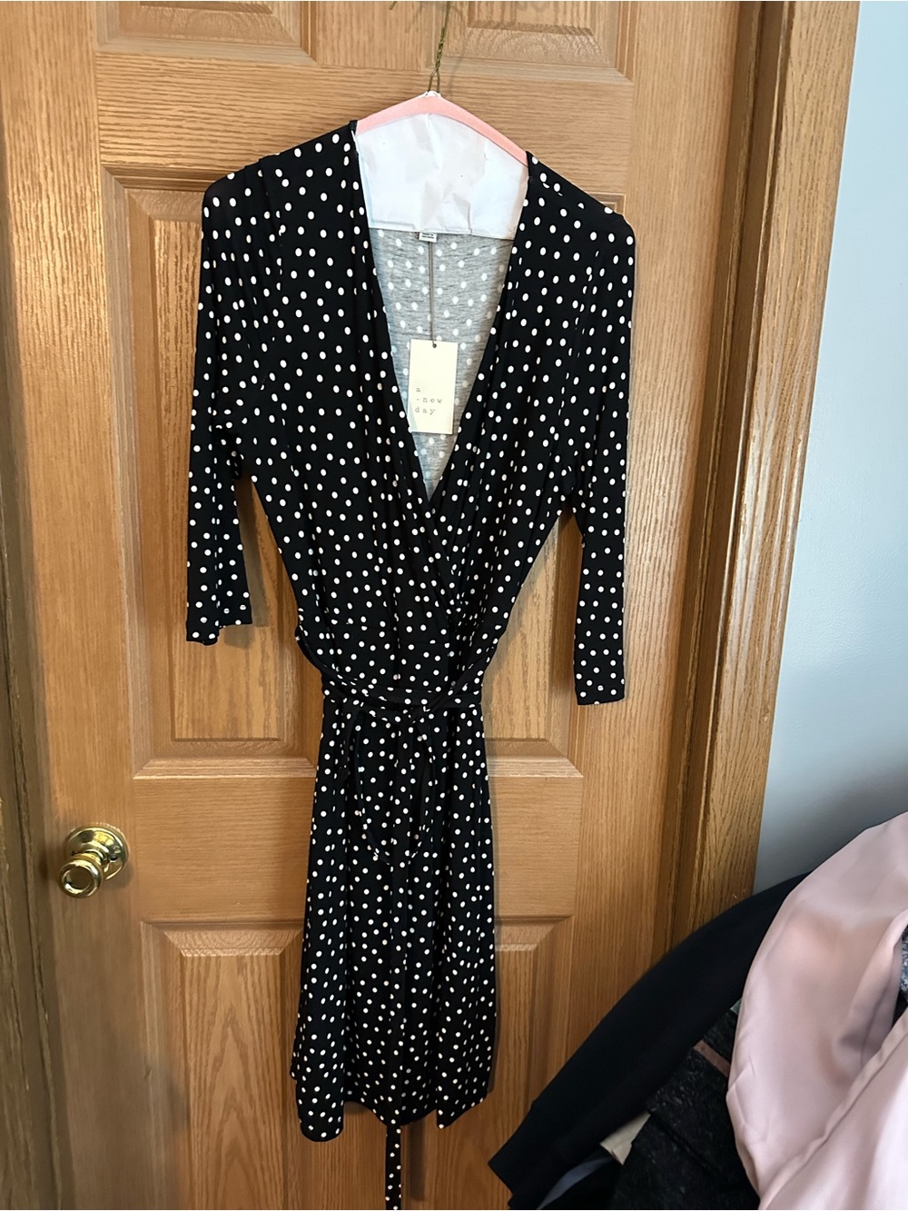 a new day Black and White Polka Dot Wrap Dress